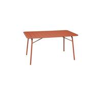 sweeek - Table de Jardin Pliante métal 6 Places. Terracotta. Amelia. 140x80cm. Traitement antirouille. Lattes et Bords arrondis