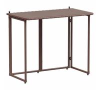 Table De Jardin Pliante Poly Rotin Brun 90x51x75 cm | Résine tressée durable, cadre acier poudre, fixation murale incluse, usage terrasse balcon, rangement compact