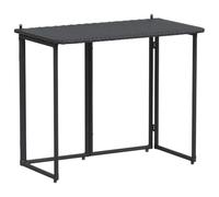 Table De Jardin Pliante Poly Rotin Noire 90x51x75 cm | Poly rotin résistant, acier laqué, pliage compact, fixation murale incluse, entretien facile