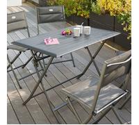 Table de jardin pliante rectangulaire ""Azua"" graphite 4 places en aluminium traité époxy - Hespéride