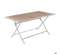 Table de jardin pliante rectangulaire ""Azua"" houblon & blanc 6 places en aluminium traité époxy - Hespéride