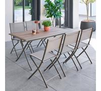Table de jardin pliante rectangulaire AZUA Truffe / Café 6 places - Aluminium traité époxy, Verre Hespéride