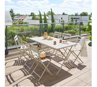 Hespéride - Table de Jardin Pliante Rectangulaire Greensboro Argile - 6 Places - Acier Traité Epoxy Traitement Antirouille Renforcé