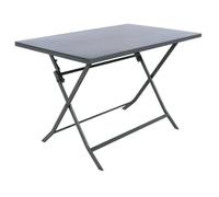 Table de jardin pliante rectangulaire ""Greensboro"" graphite 4 places en acier traité époxy - Hespéride