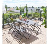 Hespéride - Table de Jardin Pliante Rectangle Greensboro 6 Places Gris Graphite - Acier Antirouille Renforcé - Mobilier pour Jardin, Balcon, Terrasse