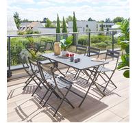 Hespéride - Table de Jardin Pliante Rectangulaire Greensboro Gris Graphite - 6 Places - Acier Traité Epoxy Traitement Antirouille Renforcé