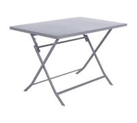 Table de jardin pliante rectangulaire ""Greensboro"" gris quartz 4 places en acier traité époxy - Hespéride