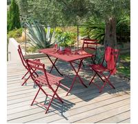Table de jardin pliante rectangulaire ""Greensboro"" groseille 4 places en acier traité époxy - Hespéride