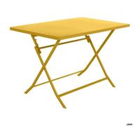 Table de jardin pliante rectangulaire ""Greensboro"" jaune moutarde 4 places en acier traité époxy - Hespéride