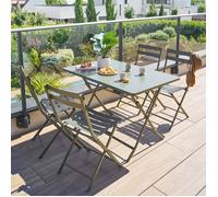 Table de jardin pliante rectangulaire ""Greensboro"" vert laurier 4 places en acier - Hespéride