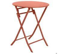Table de jardin pliante ronde ""Greensboro"" ambre 2 places en acier traité époxy - Hespéride