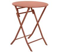 Table de jardin pliante ronde ""Greensboro"" ambre 2 places en acier traité époxy - Hespéride