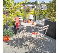 Table de jardin pliante ronde ""Greensboro"" argile 2 places - Hespéride