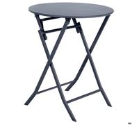Table de jardin pliante ronde ""Greensboro"" graphite 2 places en acier traité époxy - Hespéride