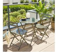 Table de jardin pliante ronde Greensboro vert laurier 2 places en acier - Hespéride