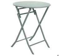 Table de jardin pliante ronde ""Greensboro"" vert olive 2 places en acier traité époxy - Hespéride