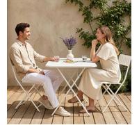 [en.casa] Table de Jardin Pliante Table à Manger avec Plateau Rectangulaire pour Extérieur Jardin Terrasse Balcon Patio Intérieur Capacité de Charge 60 kg Acier 110 x 70 x 71 cm Blanc