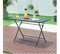 [en.casa] Table de Jardin Pliante Table à Manger avec Plateau Rectangulaire pour Extérieur Jardin Terrasse Balcon Patio Intérieur Capacité de Charge 60 kg Acier 110 x 70 x 71 cm Noir