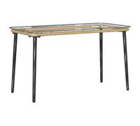 Table De Jardin Poly Rattan 80x40x45 cm Naturel | Table extérieure poly rattan, cadre acier stable, usage terrasse ou jardin, entretien simple chiffon sec