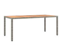 Table de Jardin Polyratan Gris avec Dessus en Acacia Massif | Structure acier stable, résistant eau, entretien facile, montage avec instructions, usage terrasse et jardin