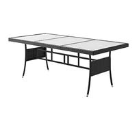 Table de jardin polyrotin plateau en verre dépoli aspect satiné hauteur réglable résistant aux intempéries UV Table à manger