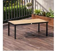 Table de jardin pour 8 personnes rectangulaire 190x90 cm en aluminium aspect bois naturel et noir