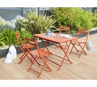 Table De Jardin Rectangle Greensboro 110 X 70 Cm Ambre Avec 4 Chaises - Hespéride Multicolore