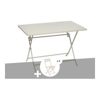 Table de jardin rectangle greensboro 110 x 70 cm argile avec 4 chaises - hespéri