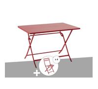 Table de jardin rectangle Greensboro 110 x 70 cm Groseille + 4 chaises - Hespéride