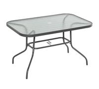 Outsunny Table de Jardin rectangulaire dim. 120L X 80l x 70H cm métal époxy Gris Plateau Verre trempé