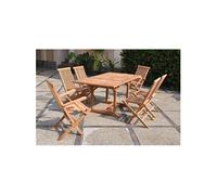 Kajang table de jardin rectangulaire 4 chaises 2 fauteuils en teck