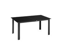 Table De Jardin 6 Personnes 150l X 90l X 74h Cm Alu. Verre Trempé Noir Noir