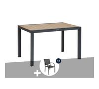 Table De Jardin Rectangulaire Alu Evasion 4 Places Effet Bois + 4 Fauteuils Piazza - Hespéride Multicolore