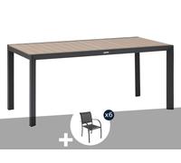 Table De Jardin Rectangulaire Alu Evasion 6 Places Effet Bois Honey Et Graphite + 6 Fauteuils Piazza - Hespéride Multicolore