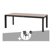 Table De Jardin Rectangulaire Alu Evasion 8 Places Effet Bois Honey Graphite + 8 Fauteuils Piazza - Hespéride Multicolore
