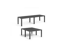 Table de jardin Rectangulaire Coloris : graphite En résine Modulable 3 en 1 JULIE D