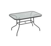 Outsunny Table de jardin rectangulaire 120 x 80 x 70 cm métal époxy gris plateau verre trempé