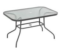 Outsunny Table de jardin rectangulaire 120 x 80 x 70 cm métal époxy gris plateau verre trempé