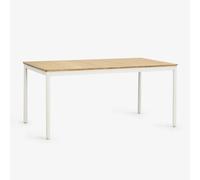 Table De Jardin Rectangulaire En Acier Et Bois D'acacia (160x90 Cm) Artus Blanc Gardenia Blanc