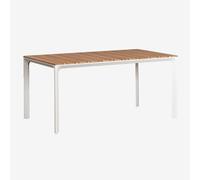 Table De Jardin Rectangulaire En Aluminium Et Bois De Teck (160x90 Cm) Katiana Blanc Blanc
