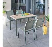 Hespéride Table de jardin EVASION rectangulaire 4 places Aluminium traité époxy Lin/Vert laurier