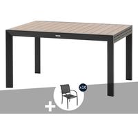 Table De Jardin Rectangulaire Extensible Coulissante Evasion 8/10 Places Effet Bois + 10 Fauteuils Piazza - Hespéride Multicolore