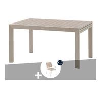 Table de jardin rectangulaire extensible coulissante Evasion 8/10 places Lin et Argile + 10 fauteuils Piazza - Hespéride