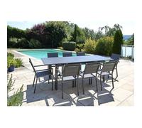 Table de jardin rectangulaire extensible en aluminium Ibiza Anthracite 8/10 places - Jardiline