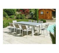 Table de jardin rectangulaire extensible en aluminium Ibiza Perle 8/10 places - Jardiline