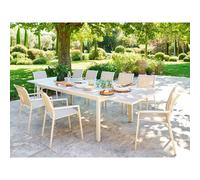 Table de jardin rectangulaire extensible rallonge coulissante alu evasion effet