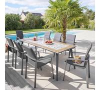 Table de jardin rectangulaire LAMBADA Céramique Graphite 8 places - Acier traité époxy et électrodéposition, Hespéride