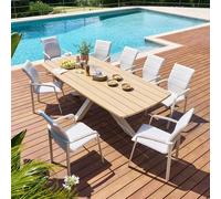 Table de jardin rectangulaire ORACLION Noix / Argile 10 places - Aluminium traité époxy Hespéride