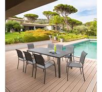 Table de jardin rectangulaire PIAZZA Graphite 8 places - Aluminium traité époxy Hespéride