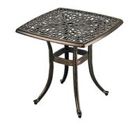 Table de Jardin Relaxdays avec Trou pour Parasol, 53x53x53 cm, Aluminium résistant aux intempéries, Style Antique, Noir.